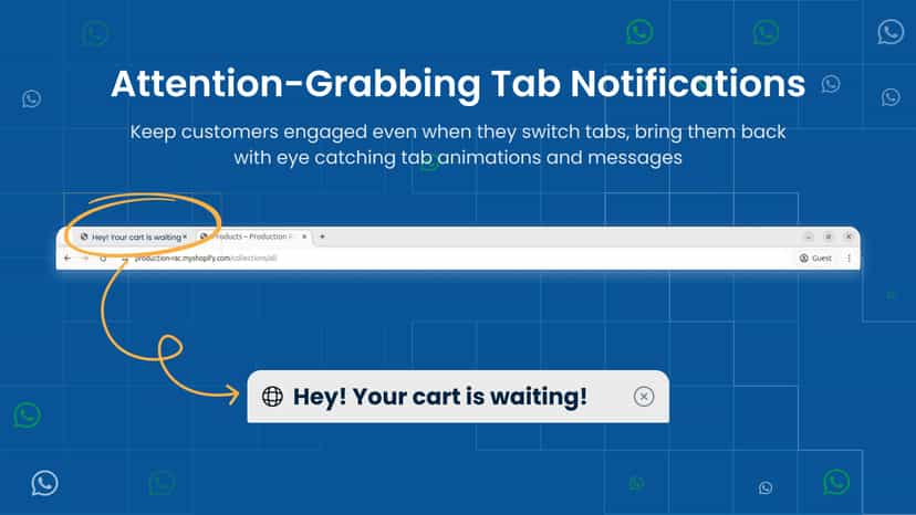 Attention-Grabbing Tab Notifications reminds users when leave