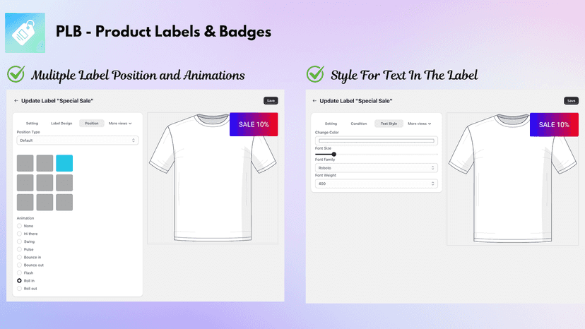 Multiple Positions and Style Text in label