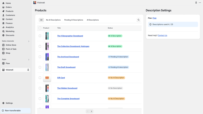 See your shop products and AI settings