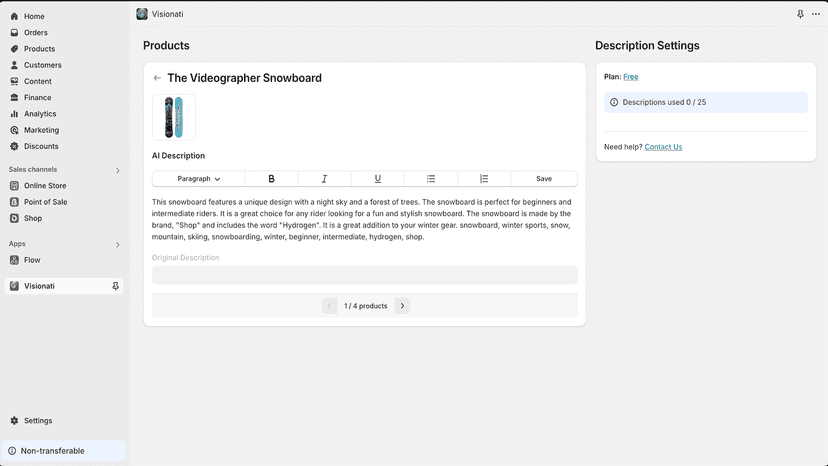 Review AI generated product descriptions