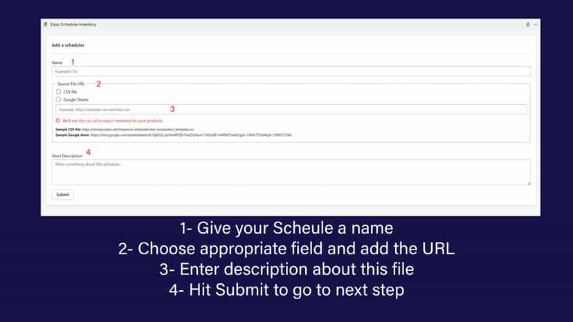 Easy Schedule Inventory add new schedule