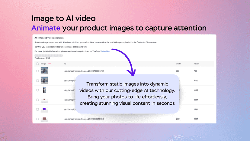image to al videos, animate product images