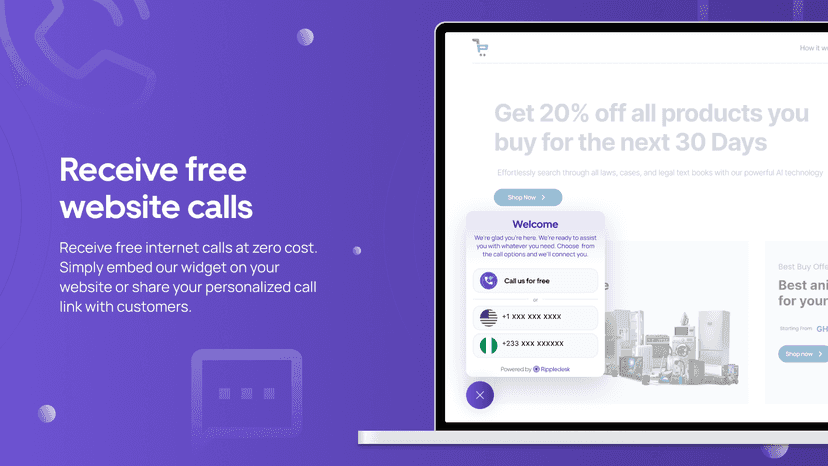Receive free website calls