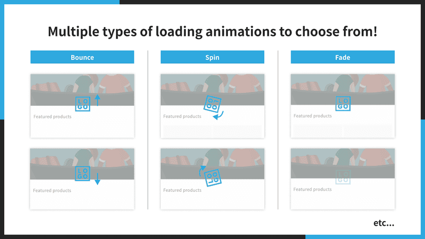 Multiple types of loading animations to choose from!