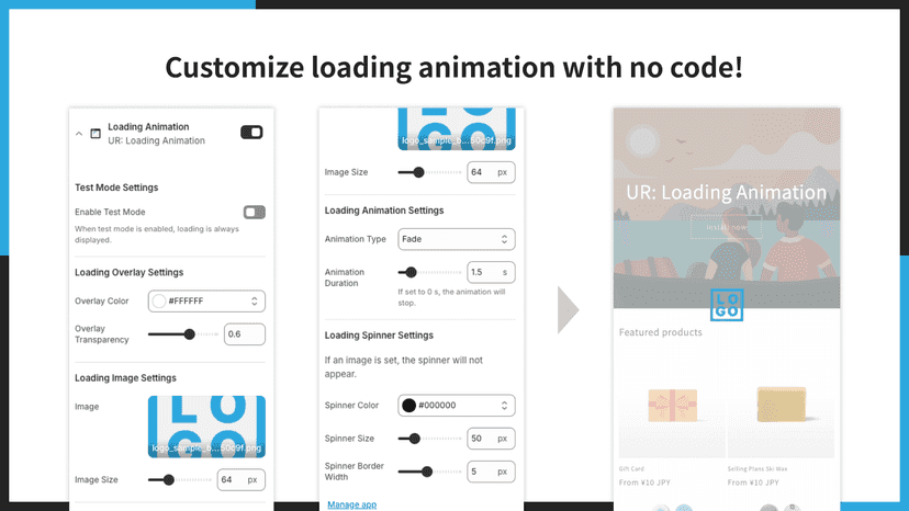 Customize loading animation with no code!