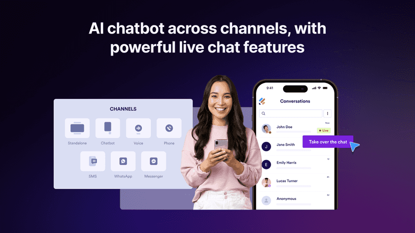 AI chatbot with powerful live chat features
