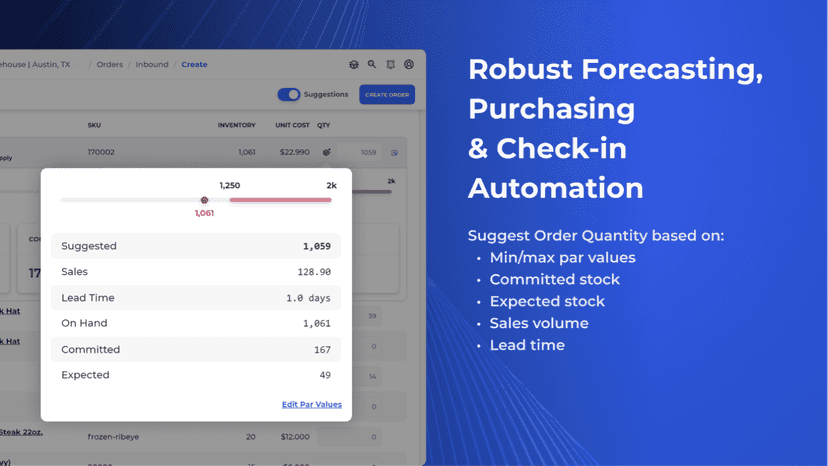 Intelligent forecasting and full purchasing module