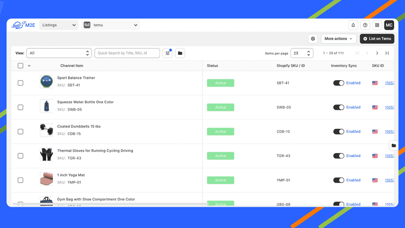 Product Listings in M2E Cloud - Temu Importer
