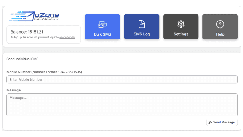 Dashbord and Send Individual Text Messages