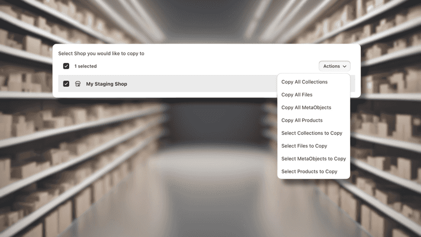 copy store products, collections, blog posts, pages, metaobjects