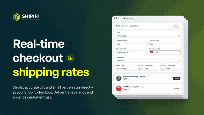 Display accurate LTL and small parcel rates directly