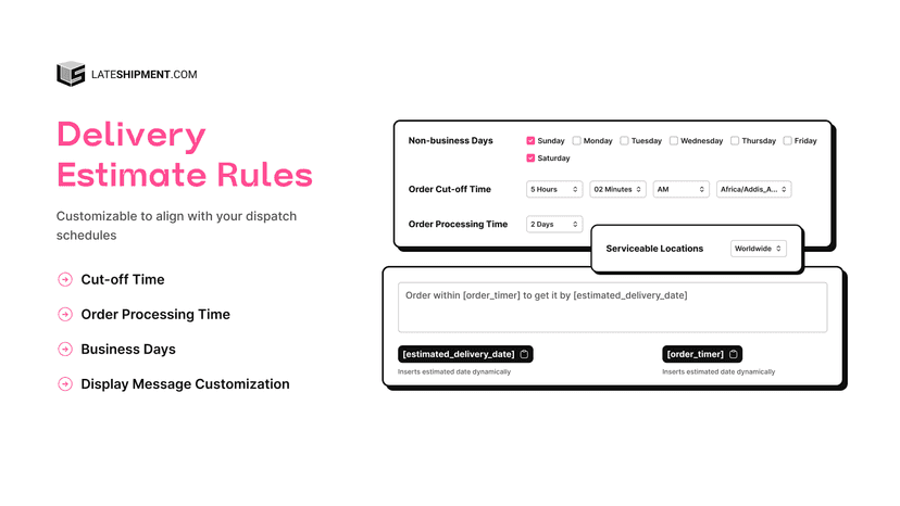 Set rules for accurate delivery estimates