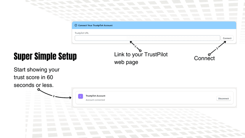 Simple setup for TrustView app to connect with TrustPilot.