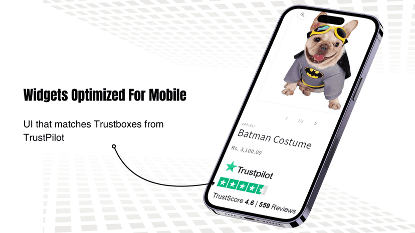 Optimized mobile widgets to display TrustPilot product reviews