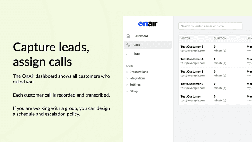 Capture leads and assign calls to colleagues