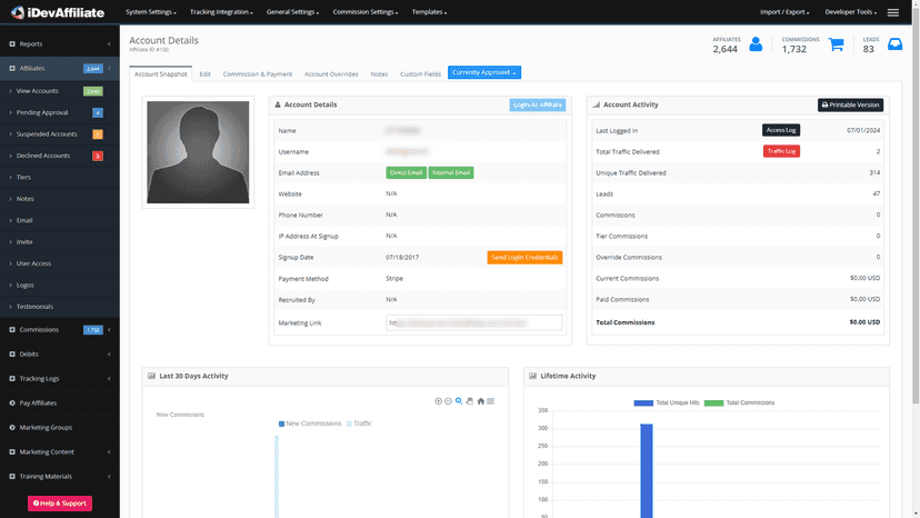 iDevAffiliate - Affiliate Record