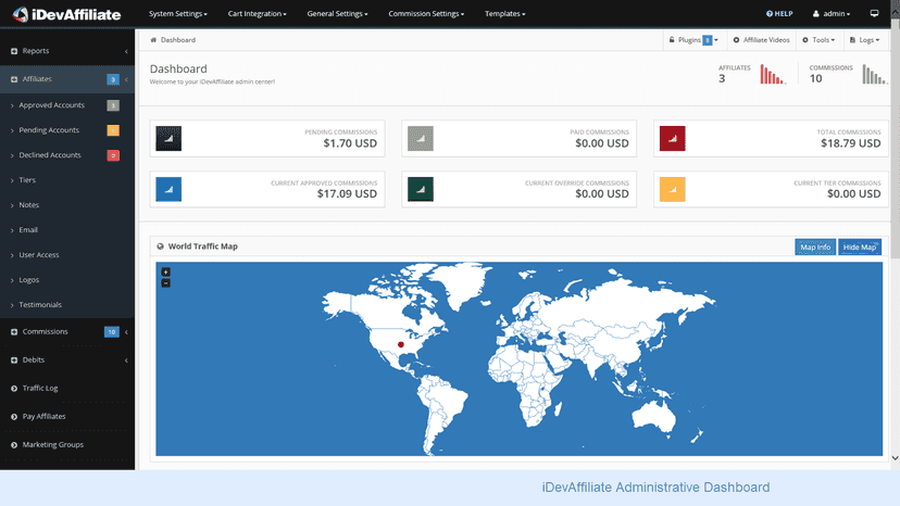 iDevAffiliate - Current Admin Dashboard
