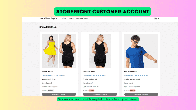 Shared Carts Listing in Customer Account