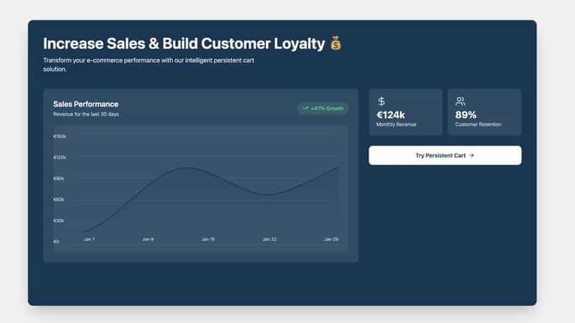 Persistent Cart app screenshot featuring store pop-up