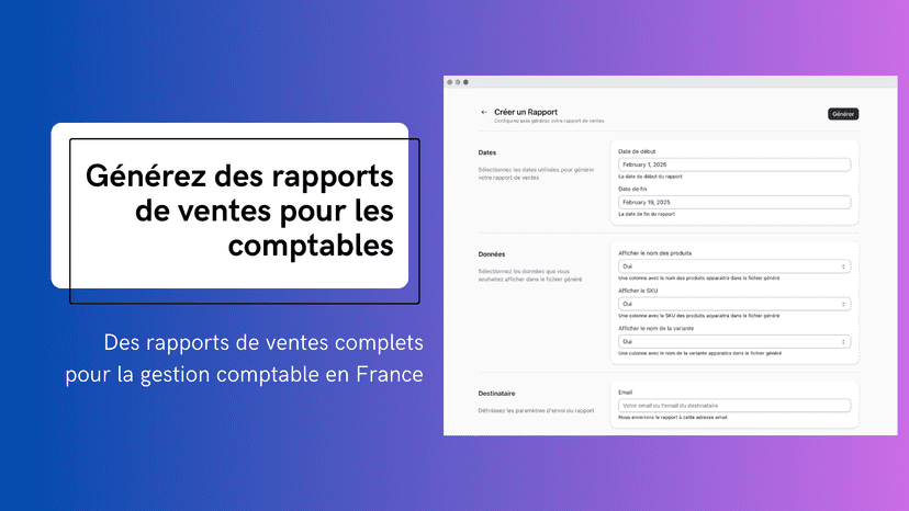 Générez des rapports de ventes pour les comptables