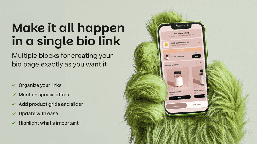Use blocks to create your link in bio