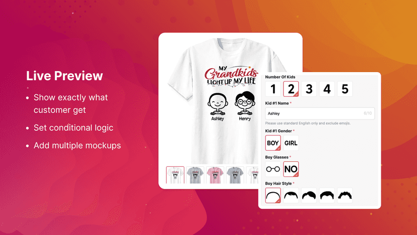 Live Preview for POD products to increase conversion rate