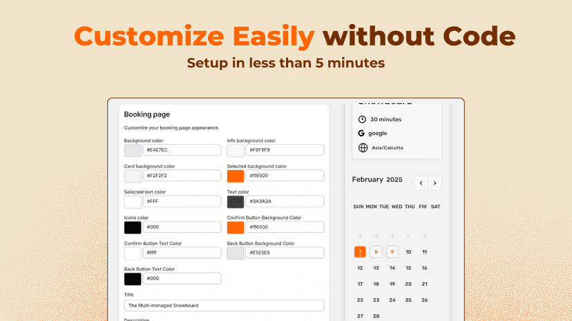 Customize the Availability, form and colors to match your theme