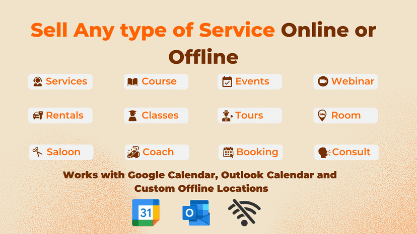 Sell any type of service with bookings, online or offline