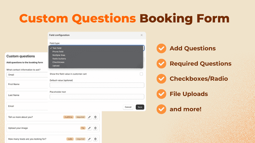 Add Custom Questions before Appointment can be booked