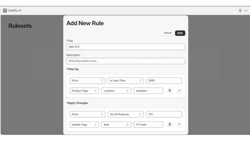 11.11 Sale Discount Rule Setup.