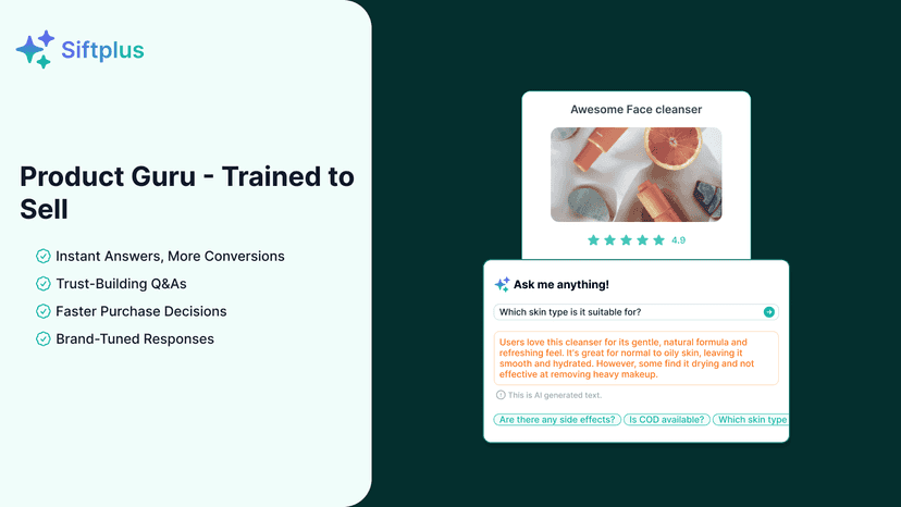 AI generated personalized answers for customer's questions.