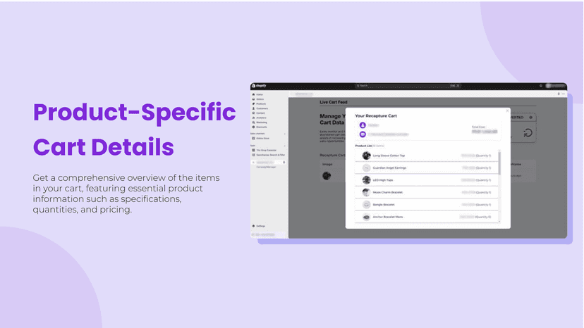 Product-Specific Cart Details
