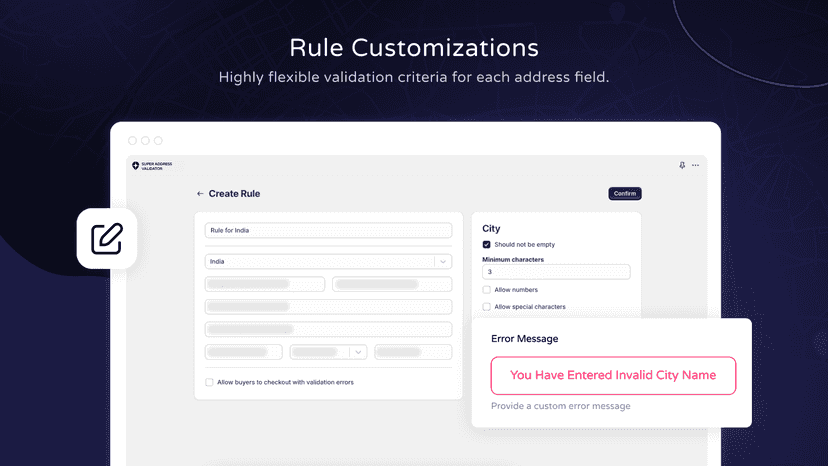 Custom rules for each field