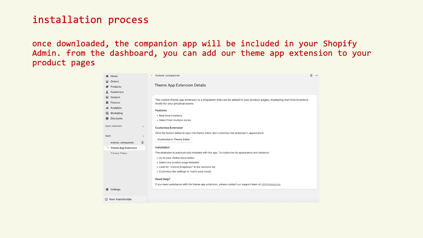 Companion dashboard in Shopify Admin