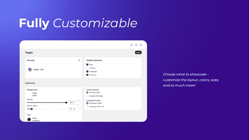 Fully customizable
