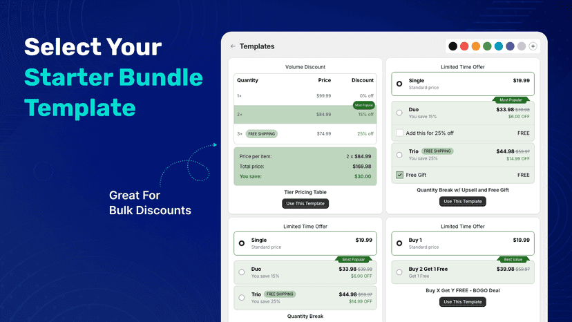 Select your bundle template for tier pricing or quantity break