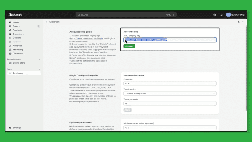 Set Shopify key