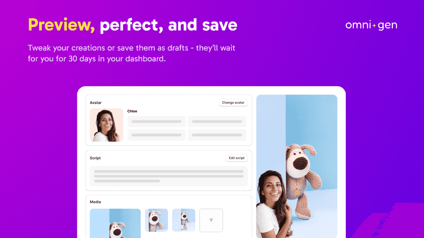 OmniGen AI Video: Preview, update and save videos for 30 days