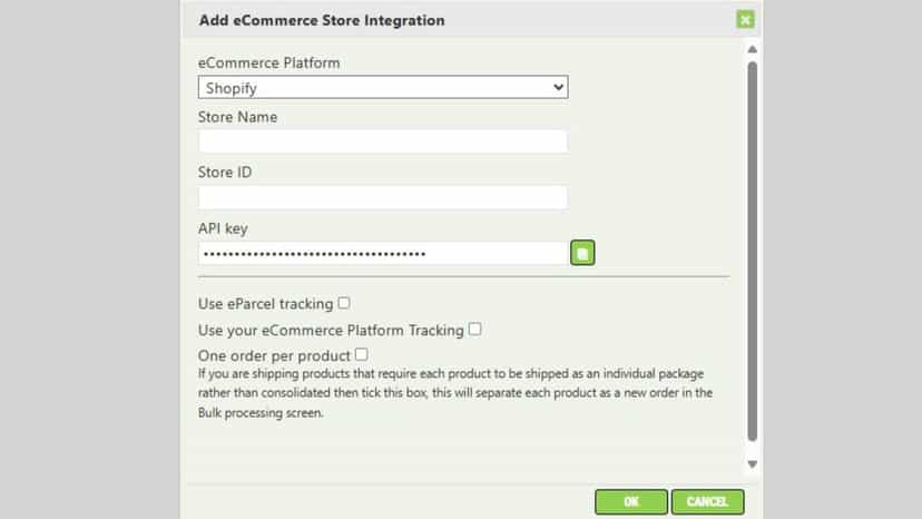 Easy to setup Shopify app in the eParcel platform