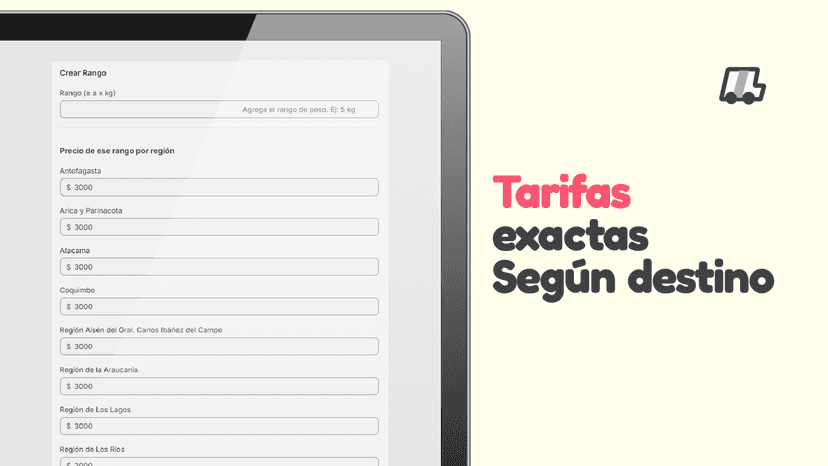 Tarifas exactas según destino