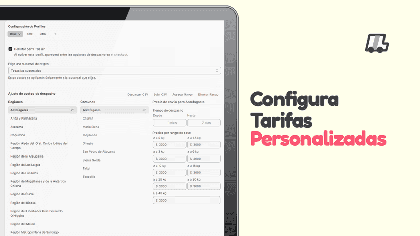 Configura tarifas personalizadas