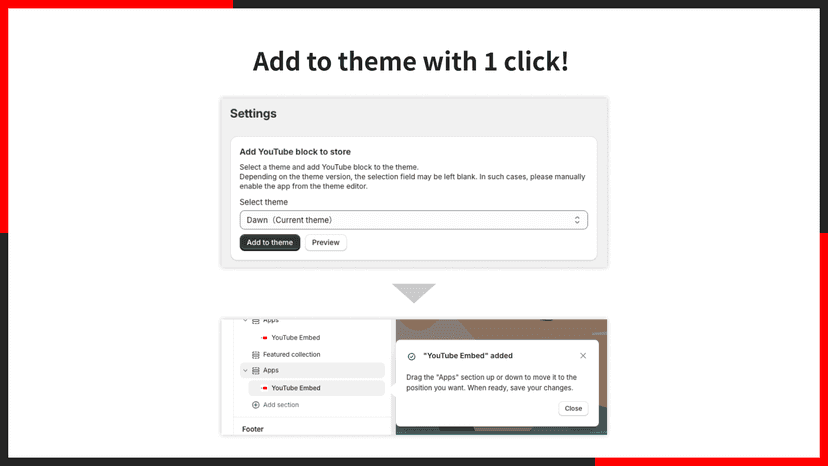Add to theme with 1 click!