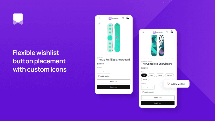 Flexible wishlist button placement with custom icons