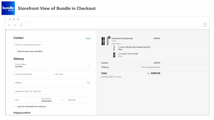 Bundle Sync Storefront View of Bundle in Checkout