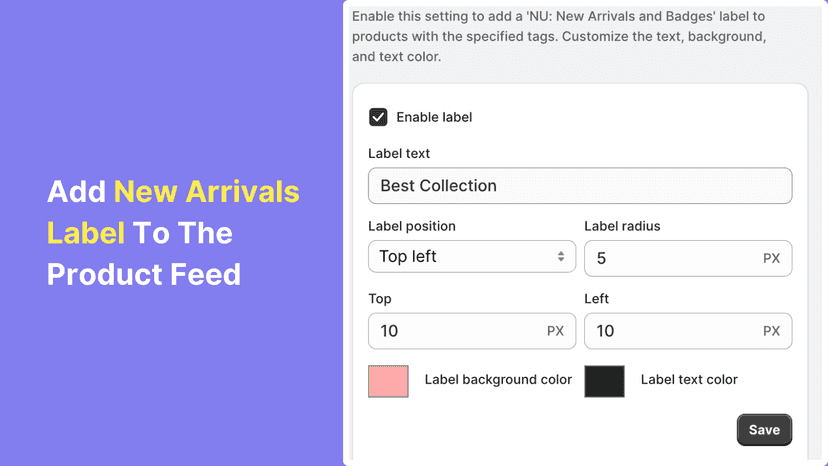 Add New Arrivals Label To The Product Feed