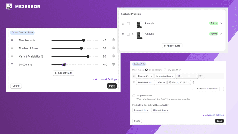 Multiple sorting strategies including advanced AI sort