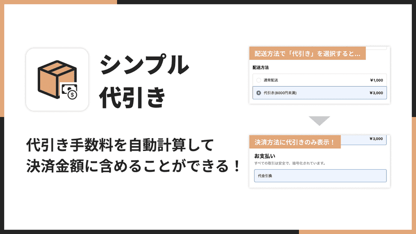 シンプル代引き|代引き手数料を自動計算して決済金額に含めることができる!