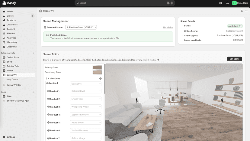 Arrange 3D products using Bazaar Editor on Shopify Admin