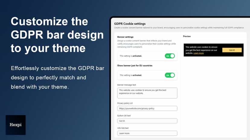 Customize the GDPR Cookies to theme