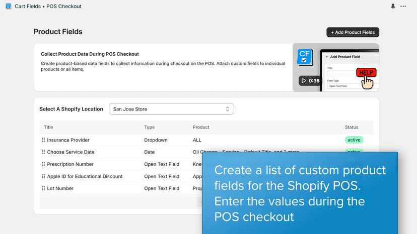 Complete list of product fields